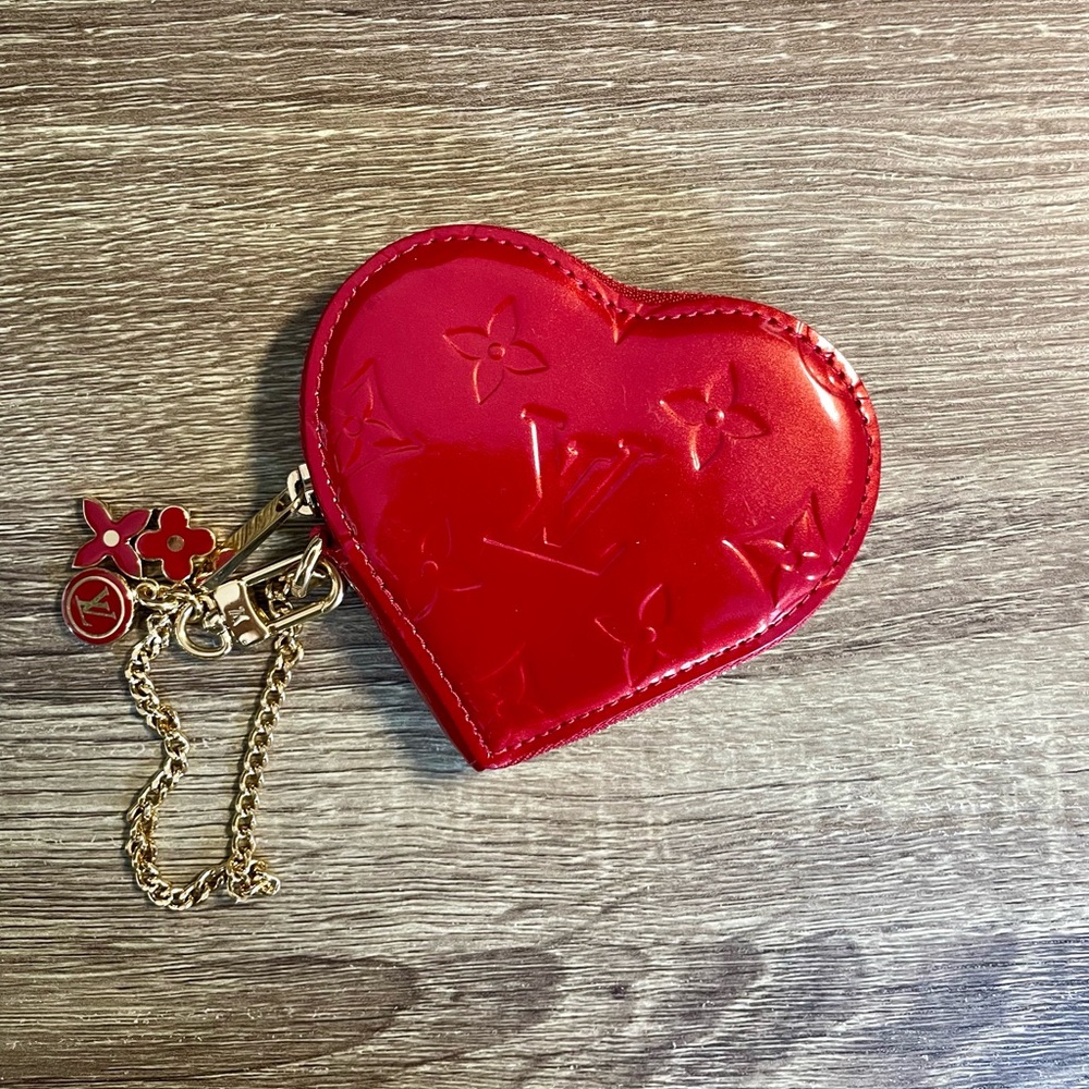 Louis Vuitton Red Vernis Heart Coin Case